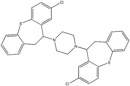 1,4-bis(8-chloro-10,11-dihydrodibenzo[b,f]thiepin-10-yl)piperazine Struktur