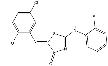5-(5-chloro-2-methoxybenzylidene)-2-(2-fluoroanilino)-1,3-thiazol-4(5H)-one 结构式