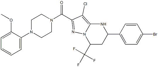 2-(4-{[5-(4-bromophenyl)-3-chloro-7-(trifluoromethyl)-4,5,6,7-tetrahydropyrazolo[1,5-a]pyrimidin-2-yl]carbonyl}-1-piperazinyl)phenyl methyl ether Structure