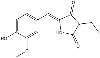 3-ethyl-5-(4-hydroxy-3-methoxybenzylidene)-2,4-imidazolidinedione,,结构式