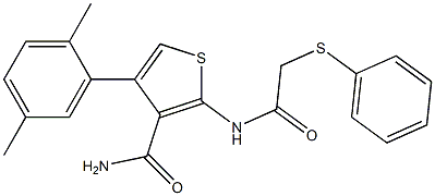 4-(2,5-dimethylphenyl)-2-{[(phenylsulfanyl)acetyl]amino}-3-thiophenecarboxamide,,结构式