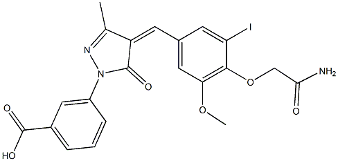 3-{4-[4-(2-amino-2-oxoethoxy)-3-iodo-5-methoxybenzylidene]-3-methyl-5-oxo-4,5-dihydro-1H-pyrazol-1-yl}benzoic acid Struktur