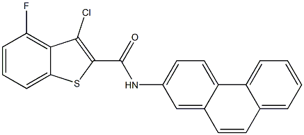 3-chloro-4-fluoro-N-(2-phenanthryl)-1-benzothiophene-2-carboxamide Struktur