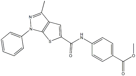 methyl 4-{[(3-methyl-1-phenyl-1H-thieno[2,3-c]pyrazol-5-yl)carbonyl]amino}benzoate 结构式