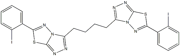 6-(2-iodophenyl)-3-{4-[6-(2-iodophenyl)[1,2,4]triazolo[3,4-b][1,3,4]thiadiazol-3-yl]butyl}[1,2,4]triazolo[3,4-b][1,3,4]thiadiazole,,结构式