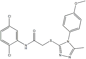 N-(2,5-dichlorophenyl)-2-({5-methyl-4-[4-(methyloxy)phenyl]-4H-1,2,4-triazol-3-yl}sulfanyl)acetamide 化学構造式