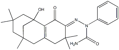 1-hydroxy-5,5,9,11,11-pentamethyltricyclo[7.3.1.0~2,7~]tridec-2(7)-ene-3,4-dione 4-(N-phenylsemicarbazone),,结构式