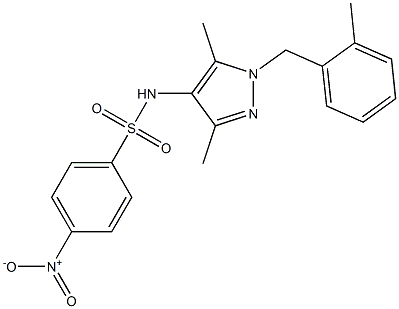 N-[3,5-dimethyl-1-(2-methylbenzyl)-1H-pyrazol-4-yl]-4-nitrobenzenesulfonamide 化学構造式