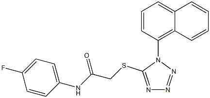 N-(4-fluorophenyl)-2-{[1-(1-naphthyl)-1H-tetraazol-5-yl]sulfanyl}acetamide 化学構造式