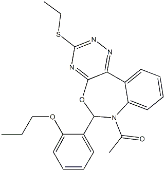 2-[7-acetyl-3-(ethylsulfanyl)-6,7-dihydro[1,2,4]triazino[5,6-d][3,1]benzoxazepin-6-yl]phenyl propyl ether Structure