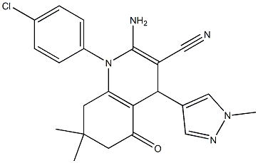 2-amino-1-(4-chlorophenyl)-7,7-dimethyl-4-(1-methyl-1H-pyrazol-4-yl)-5-oxo-1,4,5,6,7,8-hexahydro-3-quinolinecarbonitrile,,结构式