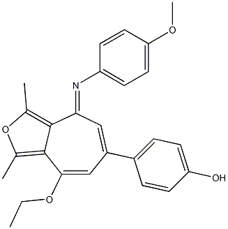 4-{8-ethoxy-4-[(4-methoxyphenyl)imino]-1,3-dimethyl-4H-cyclohepta[c]furan-6-yl}phenol Struktur