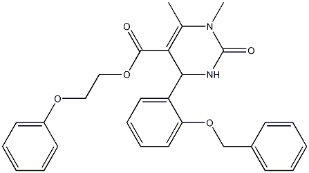 2-phenoxyethyl 4-[2-(benzyloxy)phenyl]-1,6-dimethyl-2-oxo-1,2,3,4-tetrahydro-5-pyrimidinecarboxylate 结构式