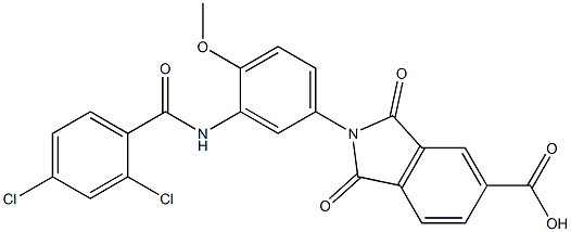 2-{3-[(2,4-dichlorobenzoyl)amino]-4-methoxyphenyl}-1,3-dioxo-5-isoindolinecarboxylic acid Struktur