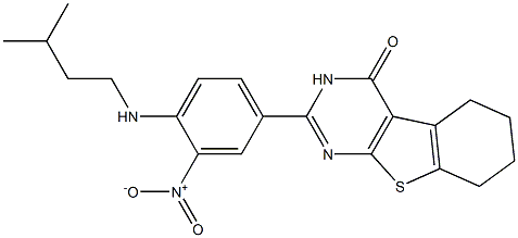 2-[3-nitro-4-(isopentylamino)phenyl]-5,6,7,8-tetrahydro[1]benzothieno[2,3-d]pyrimidin-4(3H)-one Structure