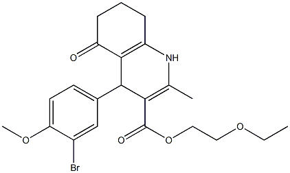 2-(ethyloxy)ethyl 4-[3-bromo-4-(methyloxy)phenyl]-2-methyl-5-oxo-1,4,5,6,7,8-hexahydroquinoline-3-carboxylate Structure