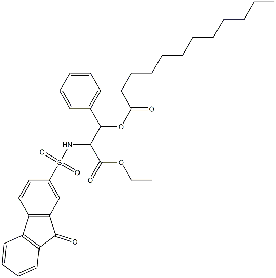 3-ethoxy-3-oxo-2-{[(9-oxo-9H-fluoren-2-yl)sulfonyl]amino}-1-phenylpropyl laurate Struktur