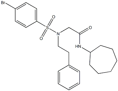 2-[[(4-bromophenyl)sulfonyl](2-phenylethyl)amino]-N-cycloheptylacetamide,,结构式
