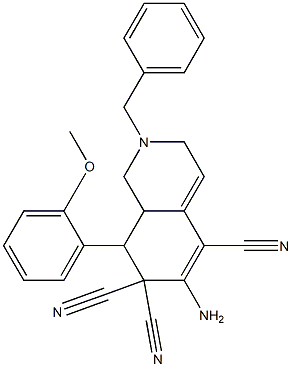 6-amino-2-benzyl-8-(2-methoxyphenyl)-2,3,8,8a-tetrahydro-5,7,7(1H)-isoquinolinetricarbonitrile Structure