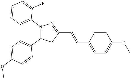 1-(2-fluorophenyl)-5-(4-methoxyphenyl)-3-[2-(4-methoxyphenyl)vinyl]-4,5-dihydro-1H-pyrazole 结构式