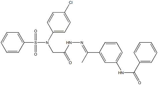 N-[3-(N-{[4-chloro(phenylsulfonyl)anilino]acetyl}ethanehydrazonoyl)phenyl]benzamide Structure