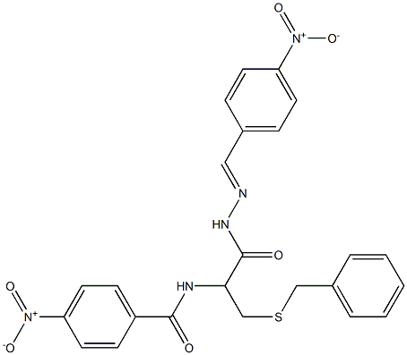 N-[1-[(benzylsulfanyl)methyl]-2-(2-{4-nitrobenzylidene}hydrazino)-2-oxoethyl]-4-nitrobenzamide Structure