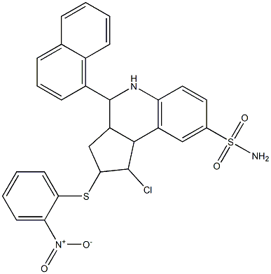 1-chloro-2-({2-nitrophenyl}sulfanyl)-4-(1-naphthyl)-2,3,3a,4,5,9b-hexahydro-1H-cyclopenta[c]quinoline-8-sulfonamide Structure