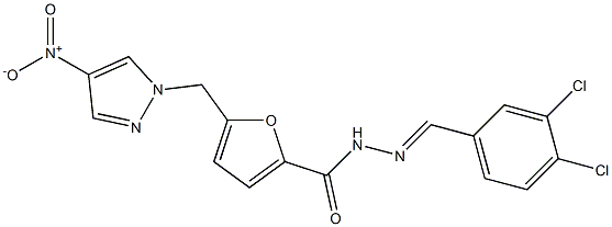 N'-(3,4-dichlorobenzylidene)-5-({4-nitro-1H-pyrazol-1-yl}methyl)-2-furohydrazide,,结构式