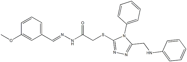 2-{[5-(anilinomethyl)-4-phenyl-4H-1,2,4-triazol-3-yl]sulfanyl}-N'-(3-methoxybenzylidene)acetohydrazide Structure