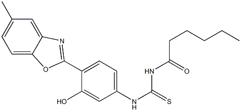 N-hexanoyl-N'-[3-hydroxy-4-(5-methyl-1,3-benzoxazol-2-yl)phenyl]thiourea Structure