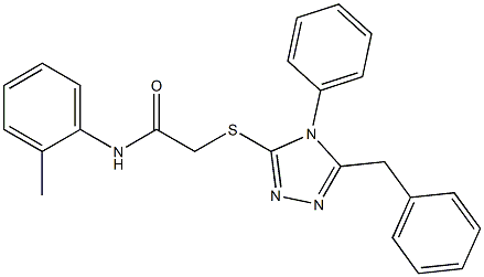 2-[(5-benzyl-4-phenyl-4H-1,2,4-triazol-3-yl)sulfanyl]-N-(2-methylphenyl)acetamide,,结构式