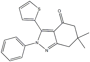 6,6-dimethyl-2-phenyl-3-(2-thienyl)-2,5,6,7-tetrahydro-4H-indazol-4-one Structure