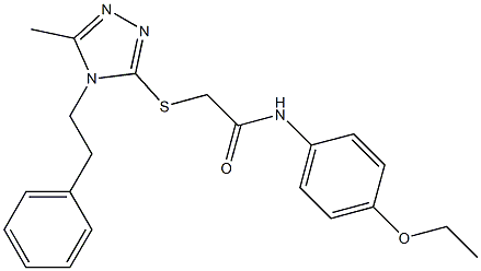 N-(4-ethoxyphenyl)-2-{[5-methyl-4-(2-phenylethyl)-4H-1,2,4-triazol-3-yl]sulfanyl}acetamide 化学構造式