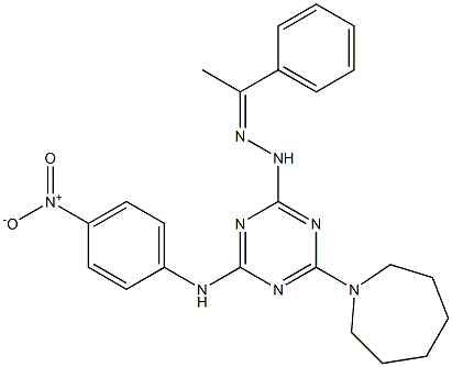 1-phenylethanone (4-(1-azepanyl)-6-{4-nitroanilino}-1,3,5-triazin-2-yl)hydrazone Struktur