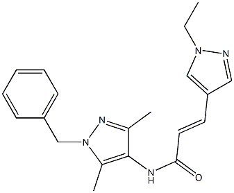 N-(1-benzyl-3,5-dimethyl-1H-pyrazol-4-yl)-3-(1-ethyl-1H-pyrazol-4-yl)acrylamide 化学構造式