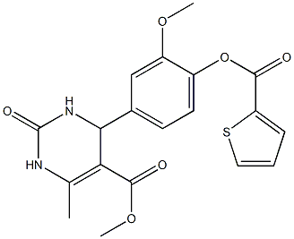 methyl 4-{3-methoxy-4-[(2-thienylcarbonyl)oxy]phenyl}-6-methyl-2-oxo-1,2,3,4-tetrahydro-5-pyrimidinecarboxylate Structure