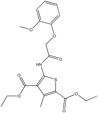 diethyl 5-{[(2-methoxyphenoxy)acetyl]amino}-3-methyl-2,4-thiophenedicarboxylate,,结构式