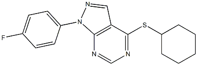 cyclohexyl 1-(4-fluorophenyl)-1H-pyrazolo[3,4-d]pyrimidin-4-yl sulfide,,结构式