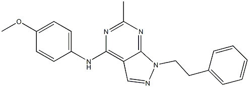 N-(4-methoxyphenyl)-N-[6-methyl-1-(2-phenylethyl)-1H-pyrazolo[3,4-d]pyrimidin-4-yl]amine,,结构式