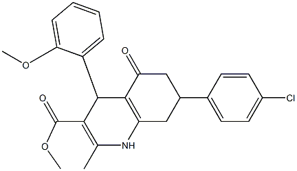 methyl 7-(4-chlorophenyl)-4-(2-methoxyphenyl)-2-methyl-5-oxo-1,4,5,6,7,8-hexahydro-3-quinolinecarboxylate Struktur