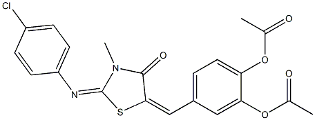 2-(acetyloxy)-4-({2-[(4-chlorophenyl)imino]-3-methyl-4-oxo-1,3-thiazolidin-5-ylidene}methyl)phenyl acetate,,结构式