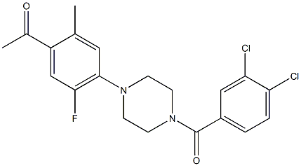 1-{4-[4-(3,4-dichlorobenzoyl)-1-piperazinyl]-5-fluoro-2-methylphenyl}ethanone 化学構造式