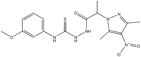 2-(2-{4-nitro-3,5-dimethyl-1H-pyrazol-1-yl}propanoyl)-N-(3-methoxyphenyl)hydrazinecarbothioamide,,结构式