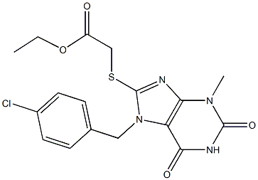 ethyl ({7-[(4-chlorophenyl)methyl]-3-methyl-2,6-dioxo-2,3,6,7-tetrahydro-1H-purin-8-yl}sulfanyl)acetate 结构式