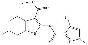  methyl 2-{[(4-bromo-1-methyl-1H-pyrazol-3-yl)carbonyl]amino}-6-methyl-4,5,6,7-tetrahydro-1-benzothiophene-3-carboxylate