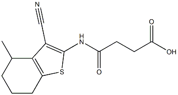 4-[(3-cyano-4-methyl-4,5,6,7-tetrahydro-1-benzothien-2-yl)amino]-4-oxobutanoic acid Struktur
