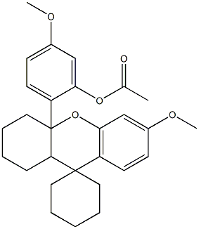 5-methoxy-2-(6-methoxy-1,2,3,4,9,9a-hexahydrospiro[4aH-xanthene-9,1'-cyclohexane]-4a-yl)phenyl acetate,,结构式