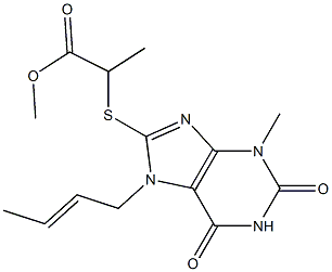 methyl 2-{[7-(2-butenyl)-3-methyl-2,6-dioxo-2,3,6,7-tetrahydro-1H-purin-8-yl]sulfanyl}propanoate Structure