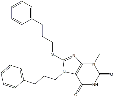 3-methyl-7-(3-phenylpropyl)-8-[(3-phenylpropyl)sulfanyl]-3,7-dihydro-1H-purine-2,6-dione Structure