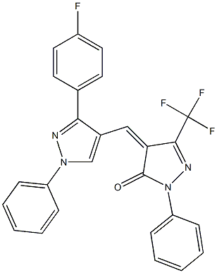 4-{[3-(4-fluorophenyl)-1-phenyl-1H-pyrazol-4-yl]methylene}-2-phenyl-5-(trifluoromethyl)-2,4-dihydro-3H-pyrazol-3-one 化学構造式